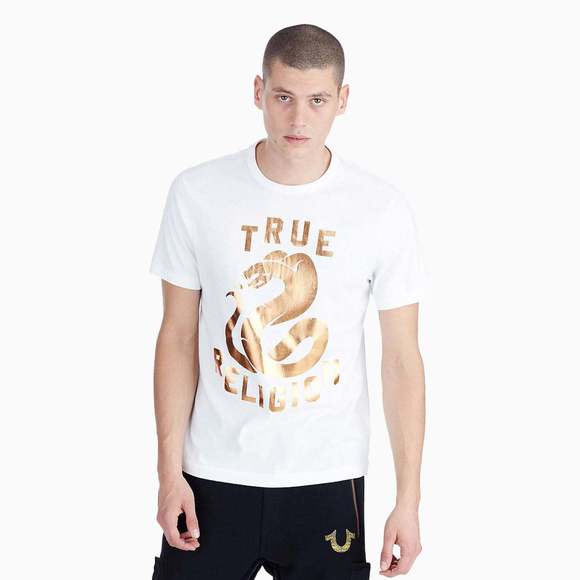Men's Copper Snake Metallic Foil Print T Shirt (Brand New)